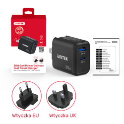 Ładowarka sieciowa GaN 35W USB-C USB-A EU UK | Unitek