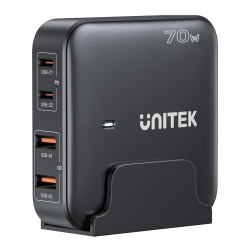 Ładowarka biurkowa GaN 70W 2xUSB-C 2xUSB-A | Unitek P1228ABK