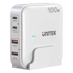 Ładowarka biurkowa GaN 100W 2xUSB-C 2xUSB-A biała | Unitek