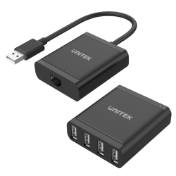 Przedłużacz USB 2.0 po skrętce LAN 4x USB 60m | Unitek Y-2516