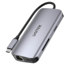 Hub USB-C 8w1 2xHDMI 4K Czytnik RJ-45 PD 100W | Unitek D1122A01