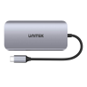 Hub USB-C 8w1 2xHDMI 4K Czytnik RJ-45 PD 100W | Unitek D1122A01