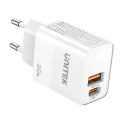 Ładowarka sieciowa USB-C PD USB-A QC 3.0 20W biała | Unitek