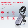Adapter przejściówka USB-C / USB-A na 2x HDMI MST | Unitek