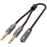 Kabel adapter miniJack 3,5mm F - 2x 3,5mm M Premium | Unitek