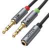 Kabel adapter miniJack 3,5mm F - 2x 3,5mm M Premium | Unitek