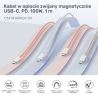 Kabel USB-C - USB-C magnetyczny PD 100W różowy 1m | Unitek