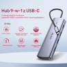 Hub 9w1 USB-C HDMI VGA RJ45 SD PD 100W | Unitek D1113A