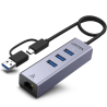 Hub 4w1 USB-C / USB-A Gigabit Ethernet 3xUSB | Unitek Y-3088B