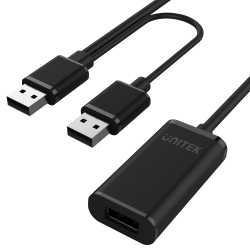 Aktywny przedłużacz USB 2.0 20m czarny | Unitek Y-279