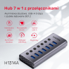 Hub USB 3.0 7w1 z przełącznikami portów 5Gbps | Unitek H1314A