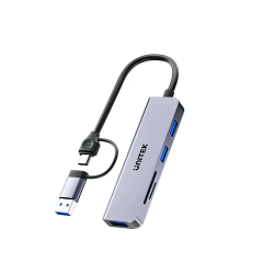 Hub USB-C / USB-A 5w1 Czytnik SD MicroSD | Unitek uHUB P5+