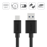 Kabel przewód USB-A do USB-C 3m czarny | Unitek C14069BK