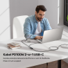 Silikonowy kabel rozgałęźnik 2w1 USB-C do 2x USB-C PD 100W 1,8m | Unitek