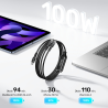 Silikonowy kabel rozgałęźnik 2w1 USB-C do 2x USB-C PD 100W 1,8m | Unitek