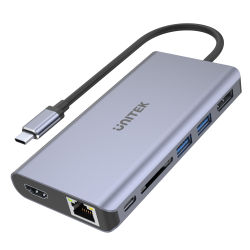 Hub USB-C do HDMI 4K DP LAN 2xUSB SD PD 100W | Unitek