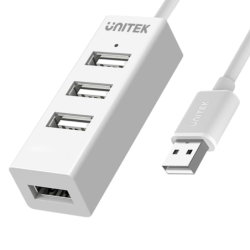 Hub USB 4x USB 2.0 biały mini rozdzielacz | Unitek Y-2146