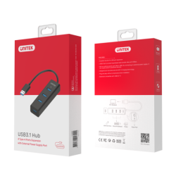 Hub USB 4x USB 3.0 czarny 5Gbps 30cm | Unitek Y-3089