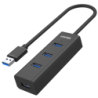 Hub USB 4x USB 3.0 czarny 5Gbps 30cm | Unitek Y-3089