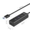 Hub USB 4x USB 3.0 czarny 5Gbps 30cm | Unitek Y-3089