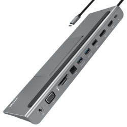 Stacja dokująca hub 11w1 USB-C HDMI DP VGA LAN PD | Unitek D1022A