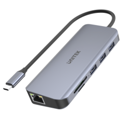 Aluminiowy hub USB-C 9w1 HDMI 4K VGA LAN PD 100W | Unitek