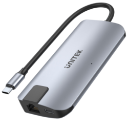 Hub USB-C 10Gbps HDMI 4K 60Hz RJ45 PD 100W | Unitek D1028A