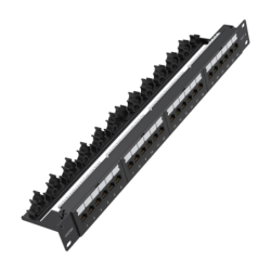 Patch panel 24 porty RJ-45 Cat.6 UTP Rack 19" 1U czarny | Unitek