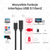 Przedłużacz USB-C 3.1 Gen2 10Gbps 4K 60Hz PD 100W 1.5m | Unitek