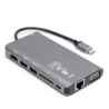 Hub USB-C 8w1 HDMI 4K VGA RJ45 SD Audio PD 100W | Unitek D1019B