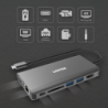 Hub USB-C 8w1 HDMI 4K VGA RJ45 SD Audio PD 100W | Unitek D1019B