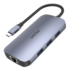 Hub USB-C HDMI 2.0 4K 60Hz RJ45 SD PD 100W | Unitek N9+