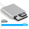 Czytnik kart USB 3.0 CF SD microSD srebrny | Unitek Y-9313