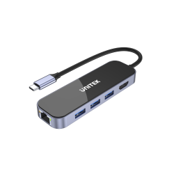 Hub USB-C do 3x USB-A HDMI 4K RJ45 PD 100W | Unitek D1084A
