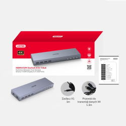 Przełącznik KVM HDMI 2.0 4x1 4K 60Hz 4 porty USB | Unitek