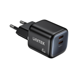 Ładowarka sieciowa 2x USB-C GaN 45W PD 3.0 | Unitek Zeno