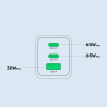 Ładowarka sieciowa 3-portowa GaN 2x USB-C USB-A 65W | Unitek