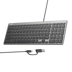 Klawiatura przewodowa nożycowa USB-C USB-A | Unitek SlimTap