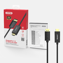 Kabel DisplayPort 1.2 do HDMI 4K 60Hz HDR 1.8m | Unitek V1608A
