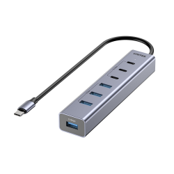 Aktywny hub USB-C 7w1 3x USB-C 4x USB-A z zasilaczem | Unitek