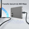 Kabel przewód USB-C do USB-C PD 60W 1m LED | Unitek C14158ABK01