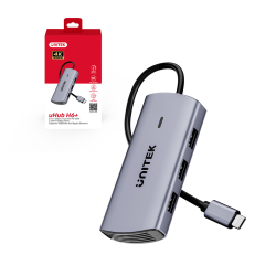 Hub USB-C Unitek 6w1 4K HDMI PD 100W RJ45 Space Grey