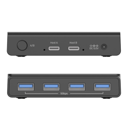 Przełącznik KVM USB-C do 2 komputerów 4x USB-A 5Gbps | Unitek