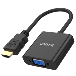 Adapter HDMI do VGA z audio czarny Full HD | Unitek Y-6333
