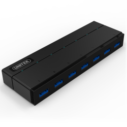 Hub USB 3.0 7 portów z zasilaczem czarny | Unitek Y-3184