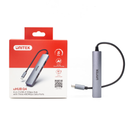 Hub USB-C rozdzielacz 4 porty USB-A aluminiowy | Unitek H1208B