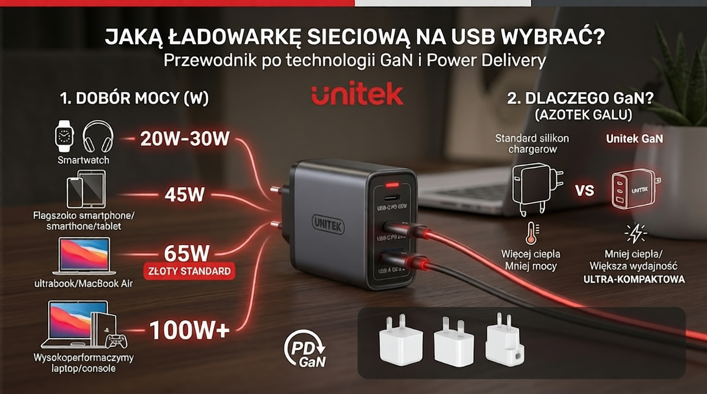 Jaką ładowarkę sieciową na USB wybrać? Przewodnik po technologii GaN i Power Delivery